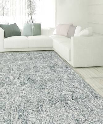 Boston Modern Hand Tufted Area Rug 5'x8' Blue For Living/Drawing/Bedroom 1