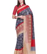 Grey plain faux georgette saree with blouse