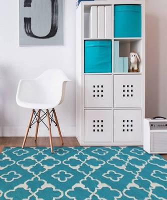 Saraswatii Global Area Rug 5'x8' Aqua for Outdoor d  cor 1