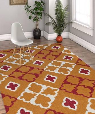 Rug Flat Woven Zara Area Rug 5'x8' Dusty Orange For Indoor/Outdoor 1