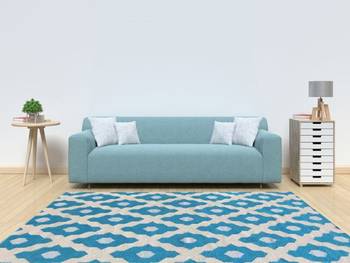 Flat Woven Rug 5'x8' Teal For Indoor/Outdoor 1