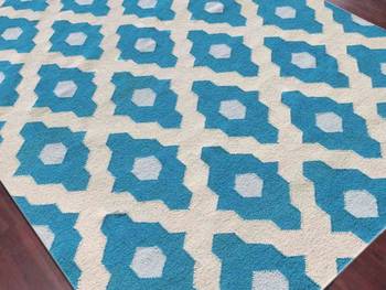 Flat Woven Rug 5'x8' Teal For Indoor/Outdoor 4