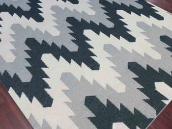 Zara Modern Area Rug Flat Woven 5'x8' Grey 4