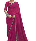 Magenta embroidered georgette saree with blouse