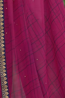 Magenta embroidered georgette saree with blouse 3
