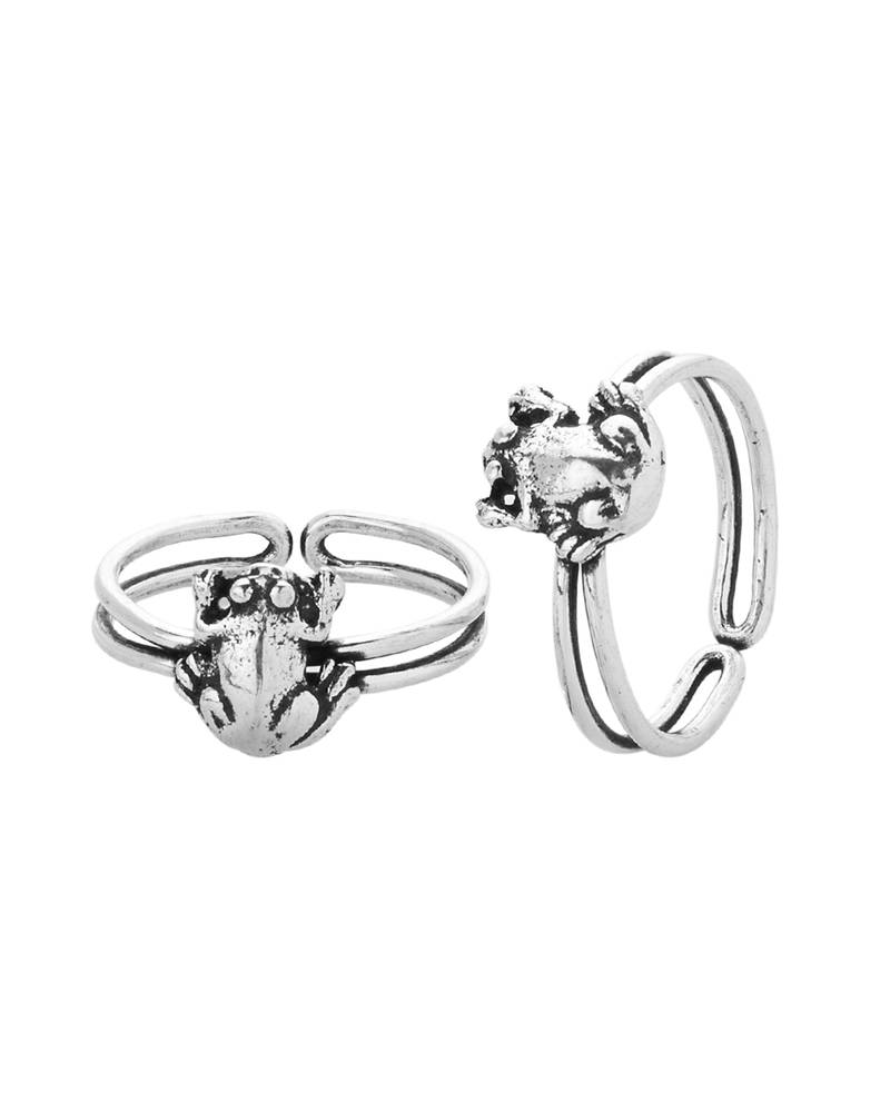 Silver Plated Toe Rings With Unique Frog Design