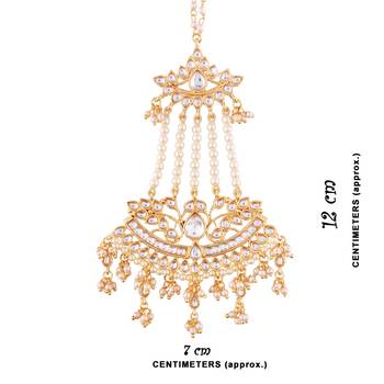 Gold Plated Kundan & Pearl Earrings with Chain for Women  3