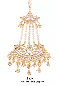 Gold Plated Kundan & Pearl Earrings with Chain for Women 