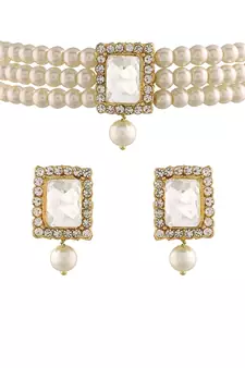 Traditional Handcrafted Beaded Emerald Choker with Earrings For Women/Girls 