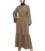 JSDC Women Islamic Nida Fabric Arabic Abaya Burqa With Pearl Work (Beige, Multi Size)