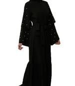 JSDC Daily Wear Plain Nida Fabric Women Belt And Layer Sleeve Style Abaya 