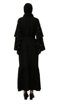 JSDC Daily Wear Plain Nida Fabric Women Belt And Layer Sleeve Style Abaya  4