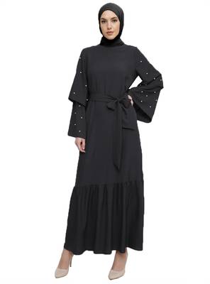 JSDC Women Daily Wear Imported Nida Burkha With Layer Sleeves And Belt 1