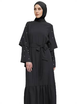 JSDC Women Daily Wear Imported Nida Burkha With Layer Sleeves And Belt 2