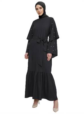 JSDC Women Daily Wear Imported Nida Burkha With Layer Sleeves And Belt 3