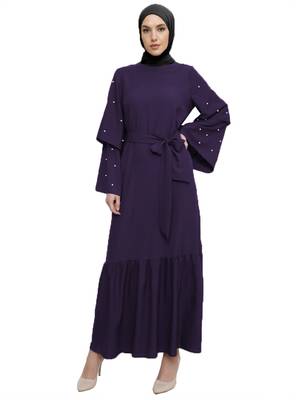 JSDC Pearl Work Women Regular Wear Nida Abaya Burqa With Belt Style 1