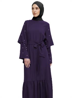 JSDC Pearl Work Women Regular Wear Nida Abaya Burqa With Belt Style 2