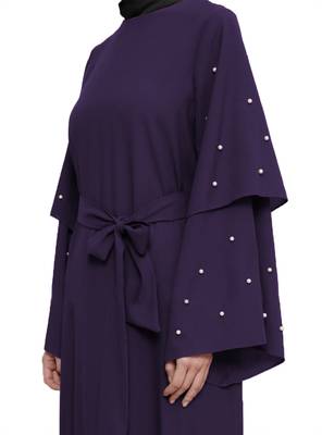 JSDC Pearl Work Women Regular Wear Nida Abaya Burqa With Belt Style 4