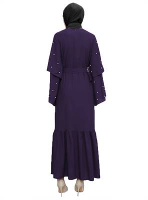 JSDC Pearl Work Women Regular Wear Nida Abaya Burqa With Belt Style 5