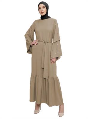 JSDC Stone Color Imported Korean Nida Abaya Burqa With Hijab For Women  1