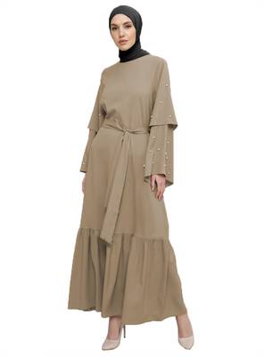 JSDC Stone Color Imported Korean Nida Abaya Burqa With Hijab For Women  3