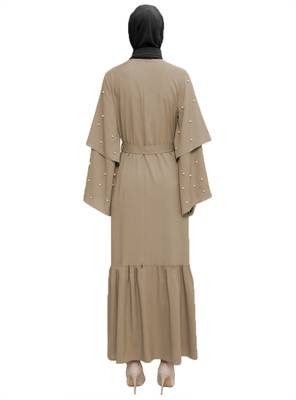 JSDC Stone Color Imported Korean Nida Abaya Burqa With Hijab For Women  5