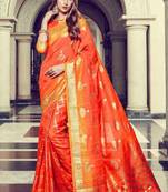 Orange Art Silk    Printed  Saree With Blouse For Women