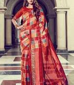 Red Art Silk    Printed  Saree With Blouse For Women
