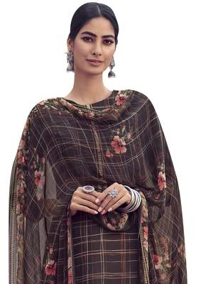 Brown embroidered faux cotton salwar 2