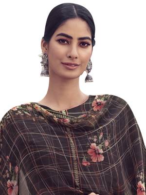 Brown embroidered faux cotton salwar 3
