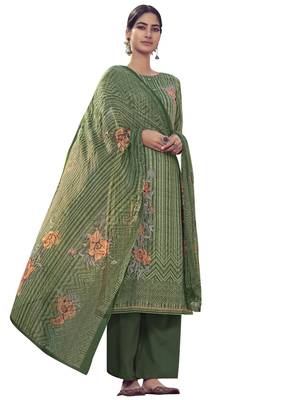 Green embroidered faux cotton salwar 1