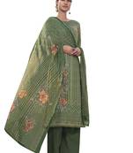 Green embroidered faux cotton salwar