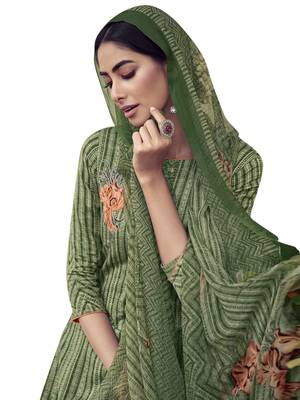 Green embroidered faux cotton salwar 2