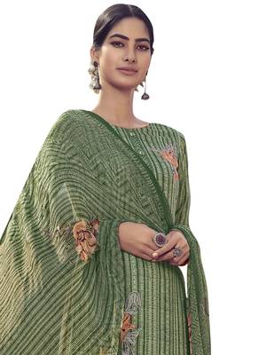 Green embroidered faux cotton salwar 3
