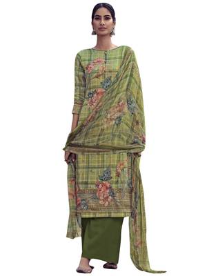 Green embroidered faux cotton salwar 1