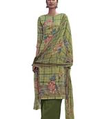 Green embroidered faux cotton salwar
