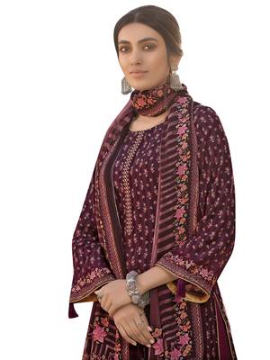 Wine printed silk blend salwar 2