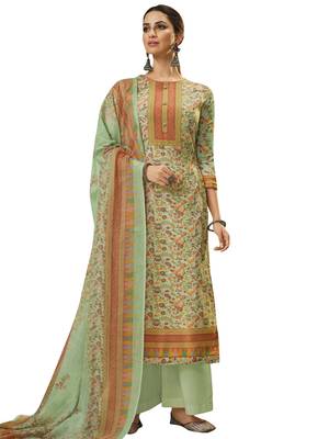 Green printed faux cotton salwar 2