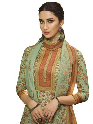 Green printed faux cotton salwar 3