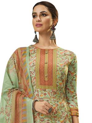 Green printed faux cotton salwar 4