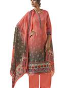 Peach printed faux cotton salwar