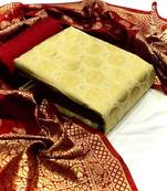 Beige Jacquard Woven Dress Materials