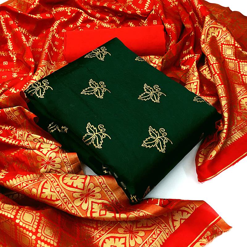 Dark-green brocade brocade salwar