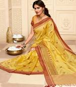 Yellow tussar silk sarees