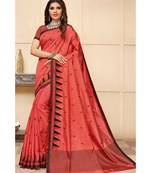 Peach tussar silk sarees