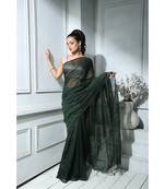 Deep Green Sequined saree With Blouse