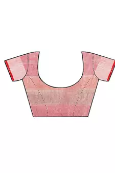 Red Woven Cotton Saree With Blouse