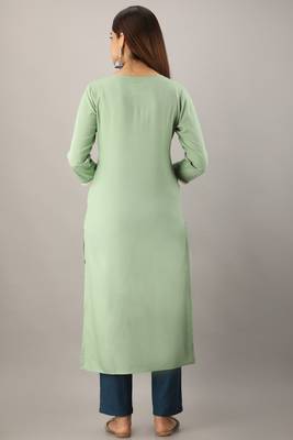 Light-green embroidered viscose embroidered-kurtis 3