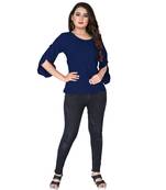 Blue Solid Crepe peplum top