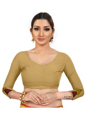 Yellow Woven Cotton Saree With Blouse 5